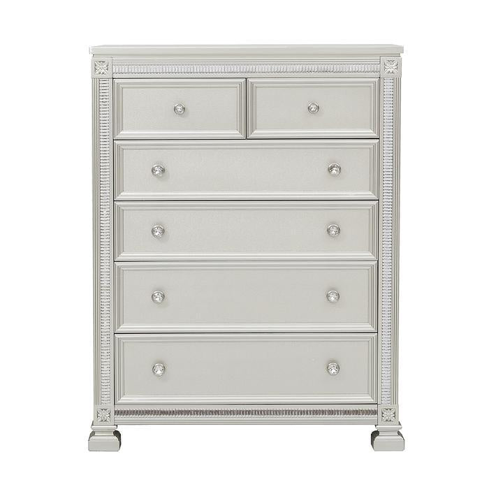 Homelegance Bevelle 5 Drawer Chest in Silver 1958-9 Half Price Furniture