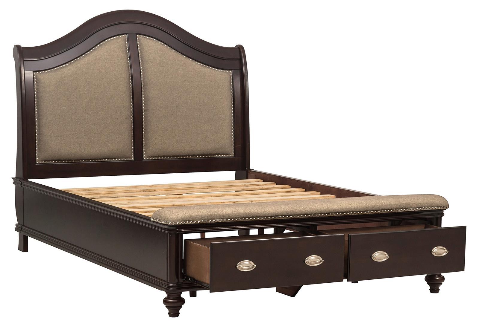 Homelegance Marston Queen Sleigh Storage Bed in Dark Cherry 2615DC-1 - Half Price Furniture