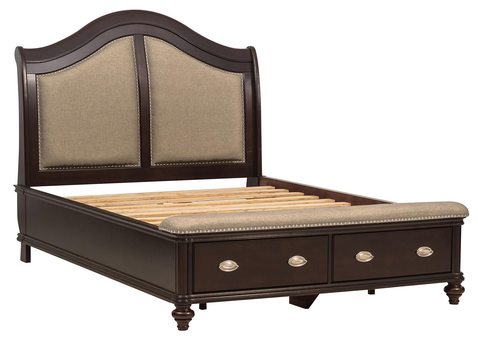 Homelegance Marston Queen Sleigh Storage Bed in Dark Cherry 2615DC-1 - Half Price Furniture