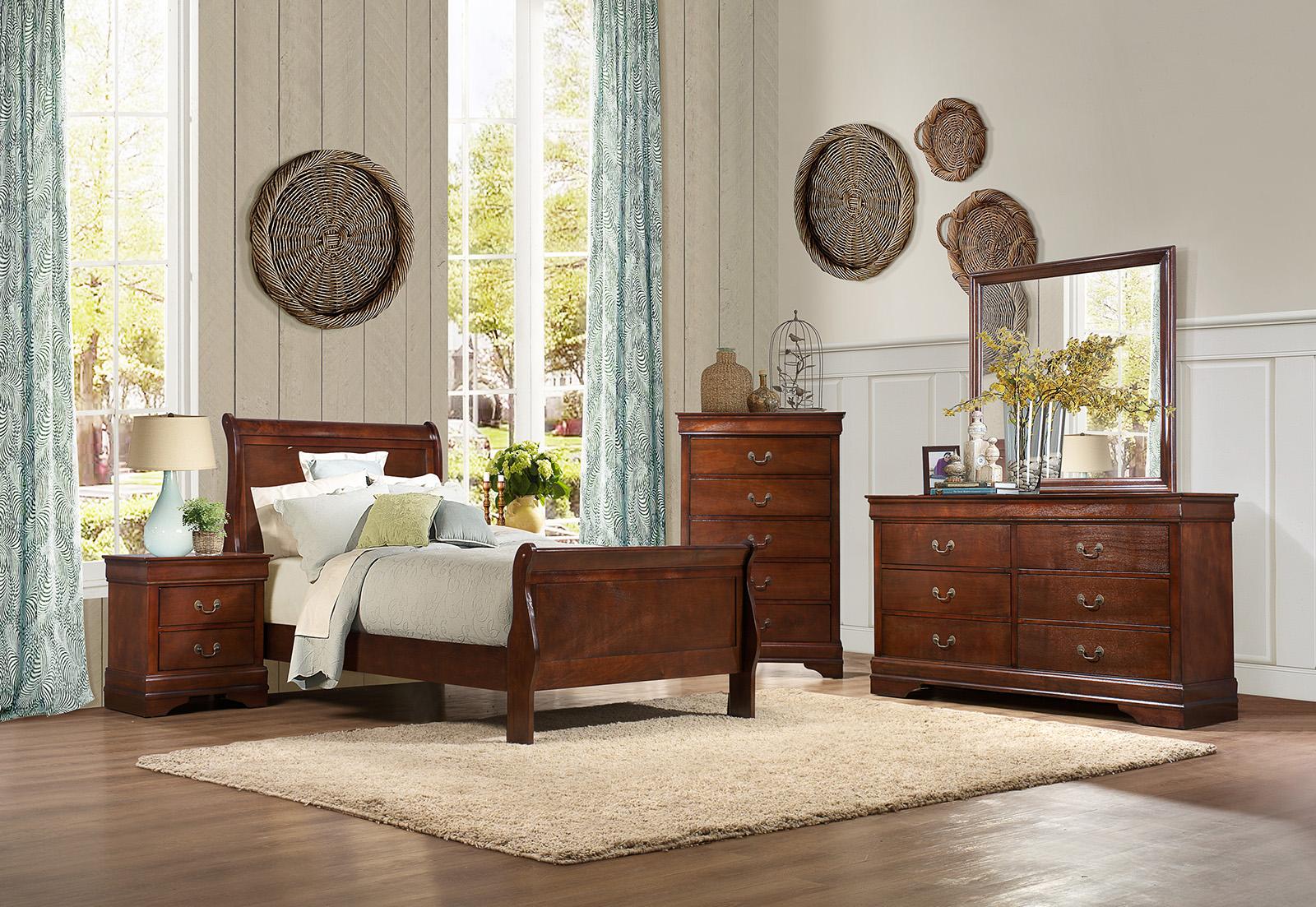 Homelegance Mayville Full Sleigh Bed in Brown Cherry 2147F-1 - Half Price Furniture