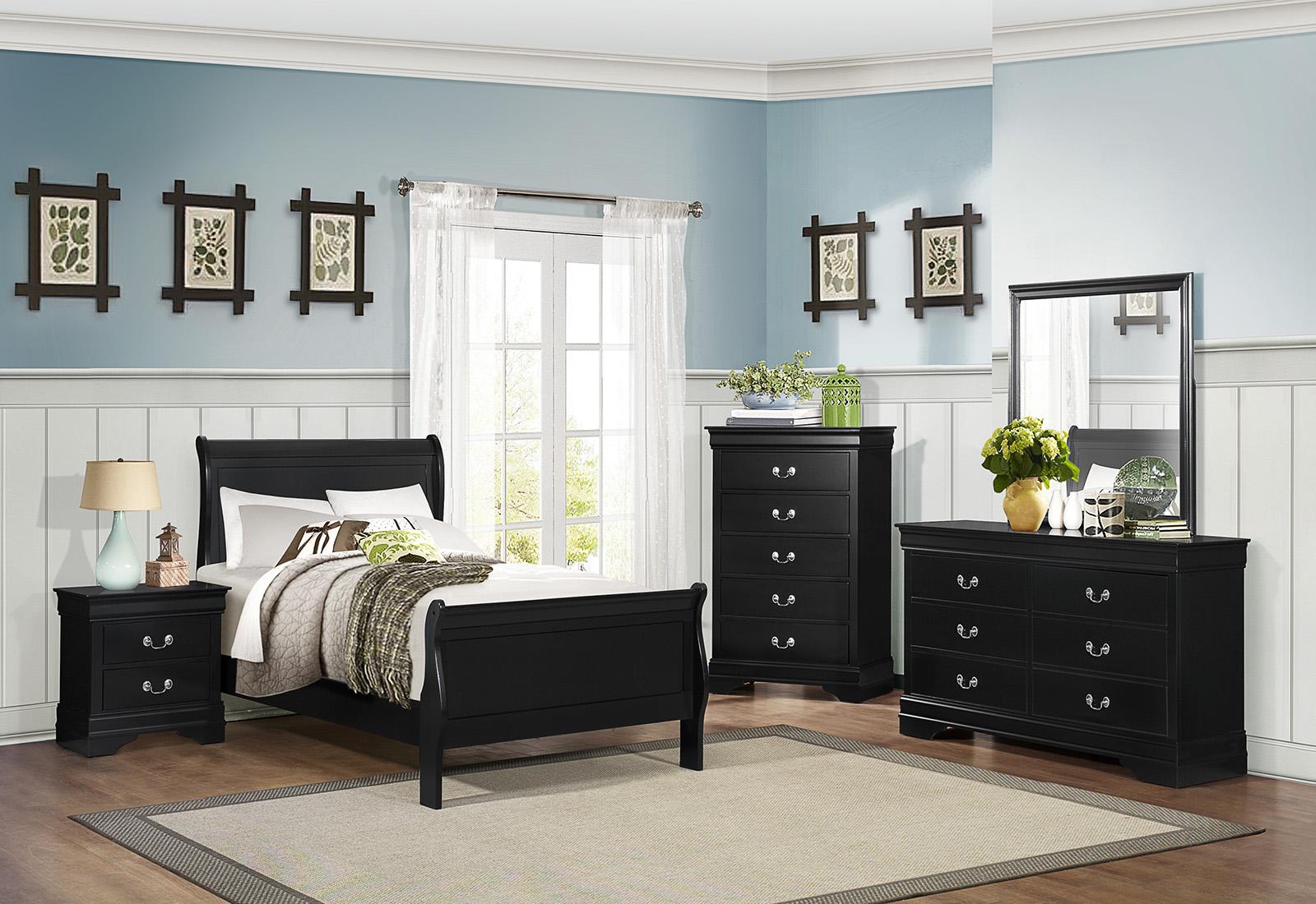 Homelegance Mayville Full Sleigh Bed in Black 2147FBK-1 Half Price Furniture