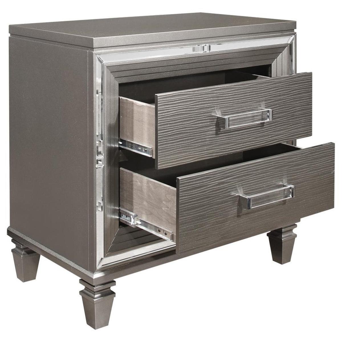 Homelegance Tamsin Nightstand in Silver Grey Metallic 1616-4 - Half Price Furniture