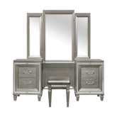 Homelegance Tamsin 3pcs Vanity Dresser with Mirror in Silver Grey Metallic 1616-15 Half Price Furniture