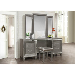 Homelegance Tamsin 3pcs Vanity Dresser with Mirror in Silver Grey Metallic 1616-15 - Half Price Furniture