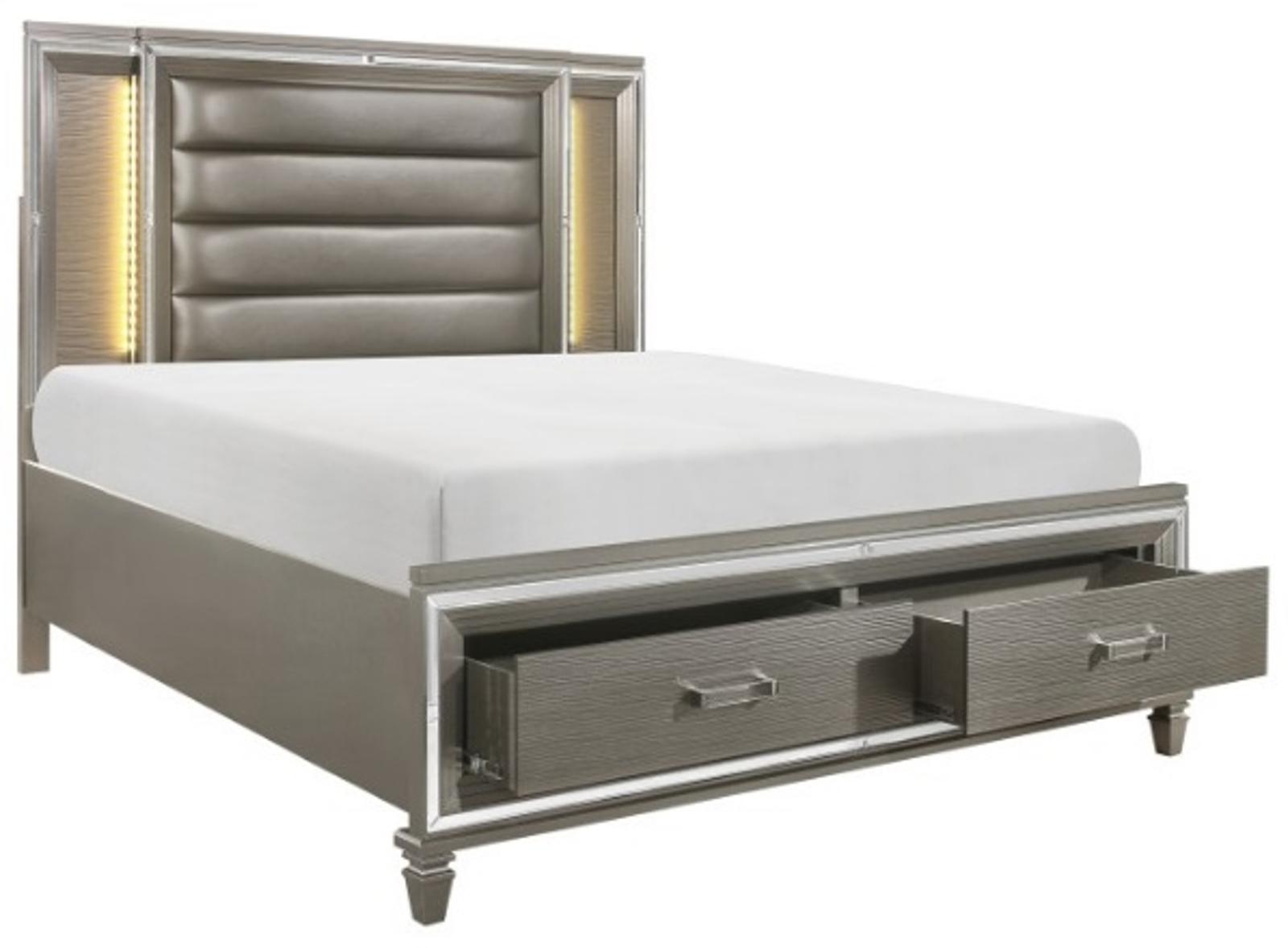 Homelegance Tamsin King Upholstered Storage Bed in Silver Grey Metallic 1616K-1EK* - Half Price Furniture