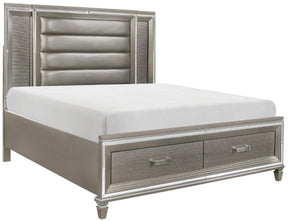 Homelegance Tamsin King Upholstered Storage Bed in Silver Grey Metallic 1616K-1EK* - Half Price Furniture