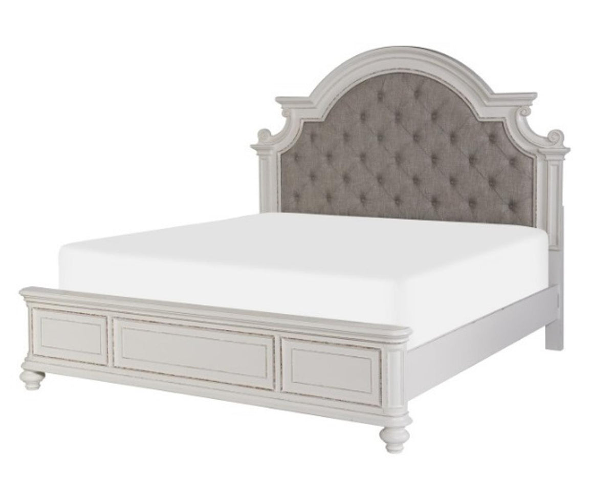 Homelegance Baylesford King Upholstered Panel Bed in Antique White 1624KW-1EK* - Half Price Furniture