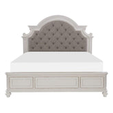 Homelegance Baylesford King Upholstered Panel Bed in Antique White 1624KW-1EK* Half Price Furniture