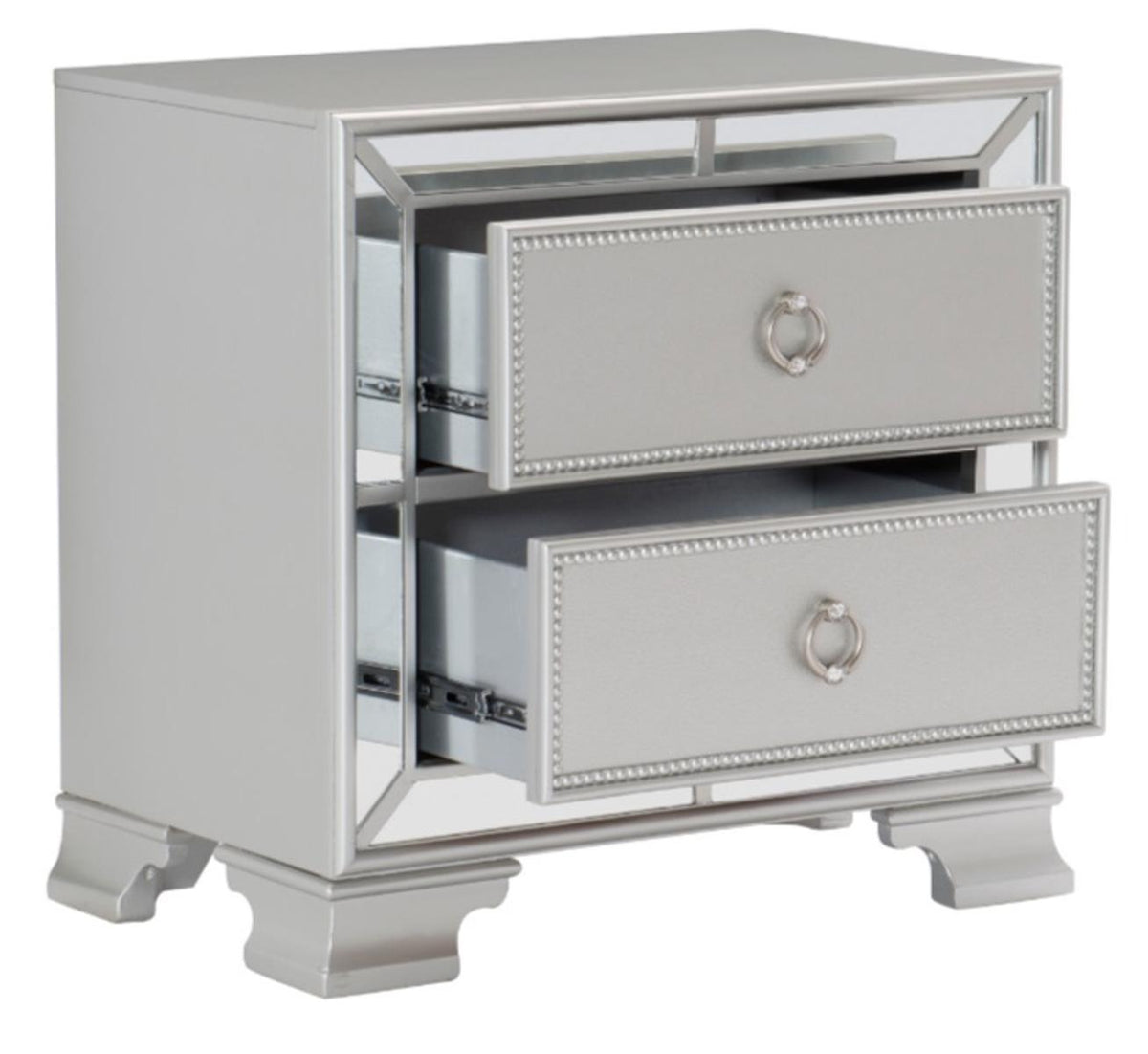 Homelegance Avondale Nightstand in Silver 1646-4 - Nightstand - Half Price Furniture