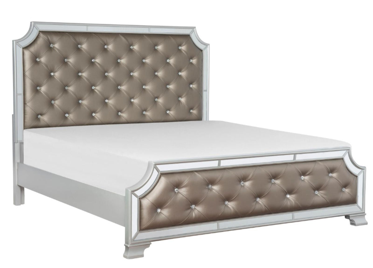 Homelegance Avondale Queen Upholstered Panel Bed in Silver 1646-1* - Half Price Furniture