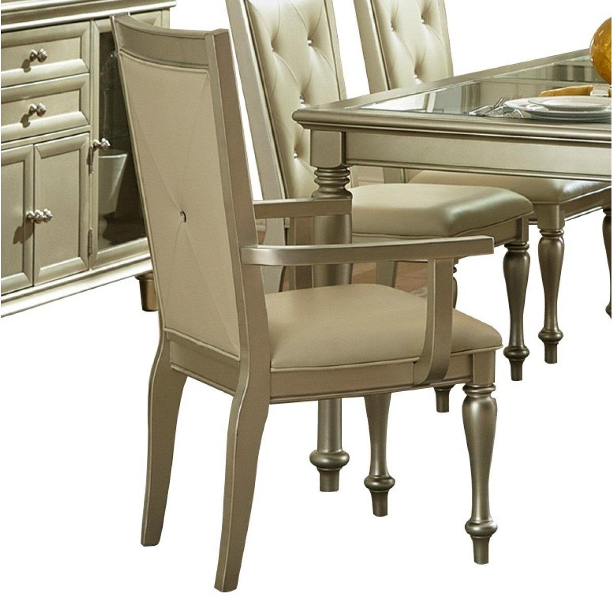 Homelegance Celandine Arm Chair in Silver (Set of 2) - Half Price Furniture