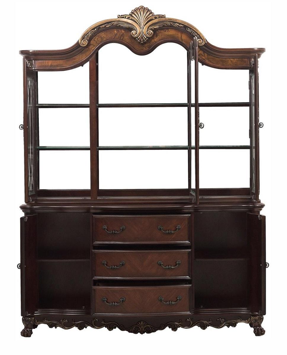 Homelegance Deryn Park Buffet and Hutch in Dark Cherry 2243-50* - Half Price Furniture