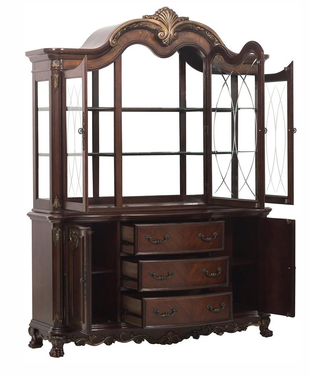 Homelegance Deryn Park Buffet and Hutch in Dark Cherry 2243-50* - Half Price Furniture