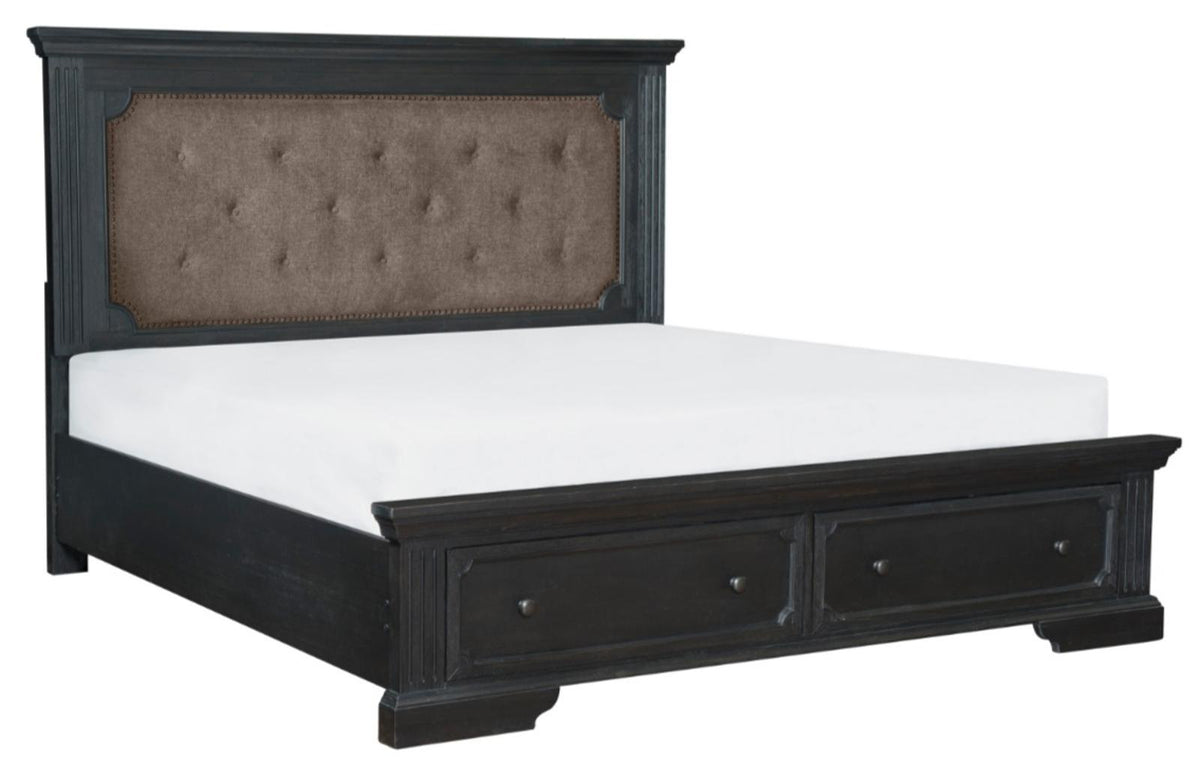 Homelegance Bolingbrook King Upholstered Storage Platform Bed in Coffee 1647K-1EK* - Half Price Furniture