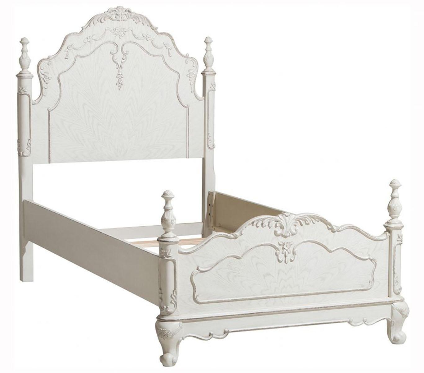 Homelegance Cinderella Full Poster Bed in Antique White 1386FNW-1* - Half Price Furniture