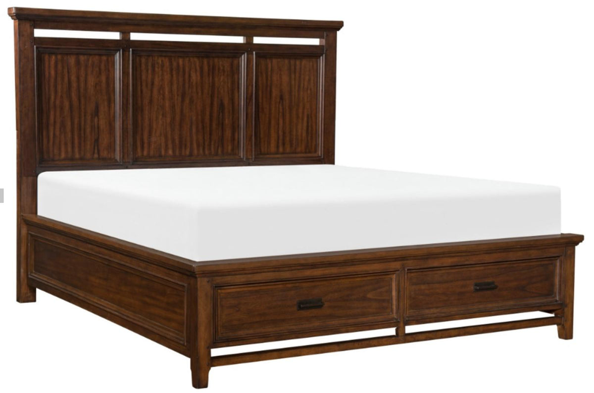 Homelegance Frazier King Upholstered Storage Platform Bed in Dark Cherry 1649K-1EK* - Bed - Half Price Furniture