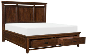 Homelegance Frazier King Upholstered Storage Platform Bed in Dark Cherry 1649K-1EK* - Half Price Furniture