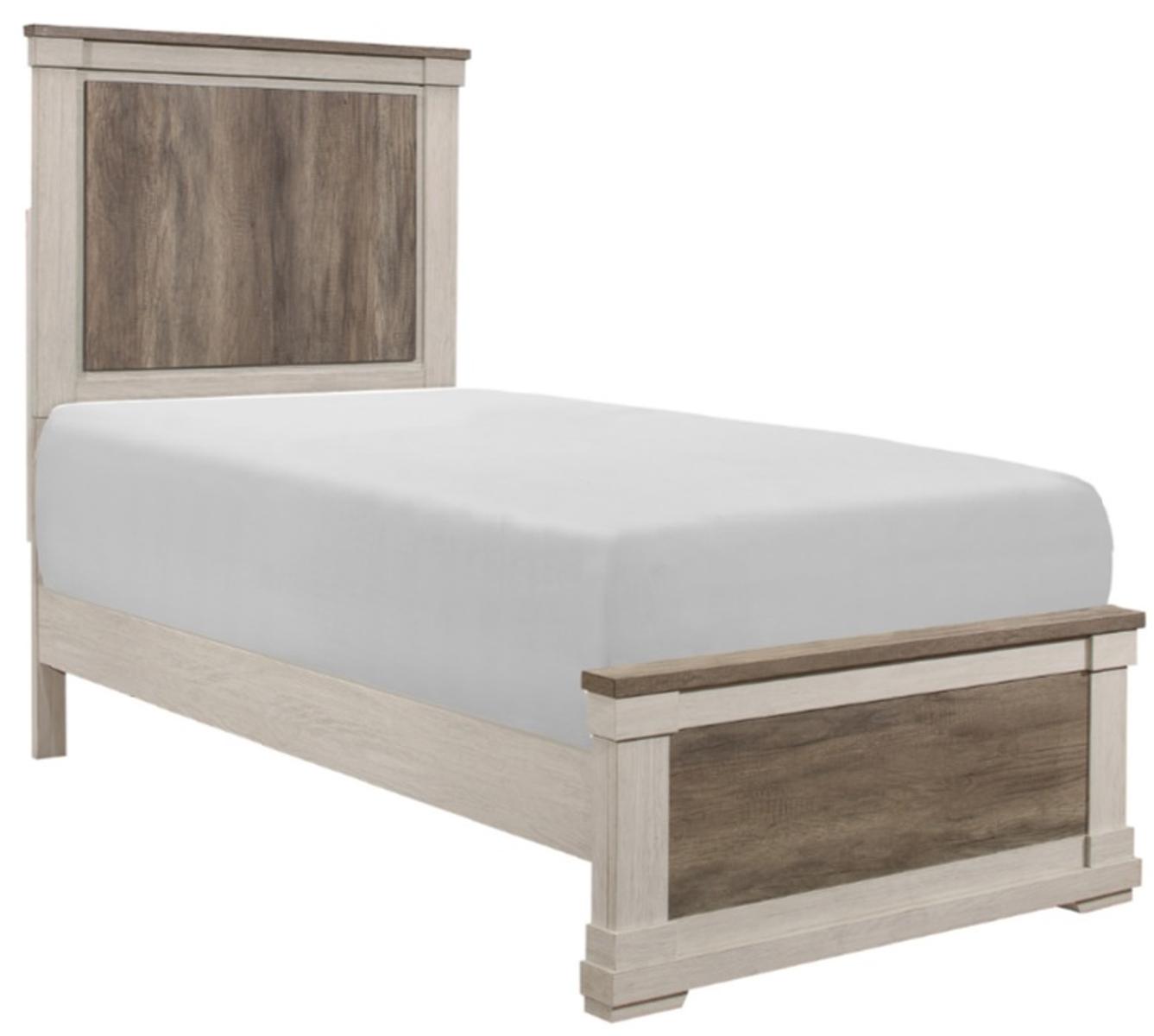 Homelegance Arcadia Twin Panel Bed in White & Weathered Gray 1677T-1* - Half Price Furniture