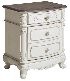 Homelegance Cinderella Night Stand in Antique White with Grey Rub-Through 1386NW-4 - Half Price Furniture