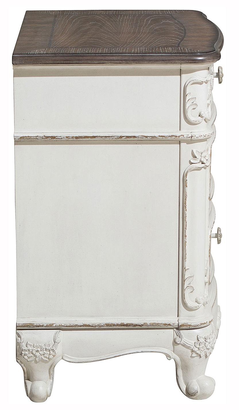 Homelegance Cinderella Night Stand in Antique White with Grey Rub-Through 1386NW-4 - Half Price Furniture