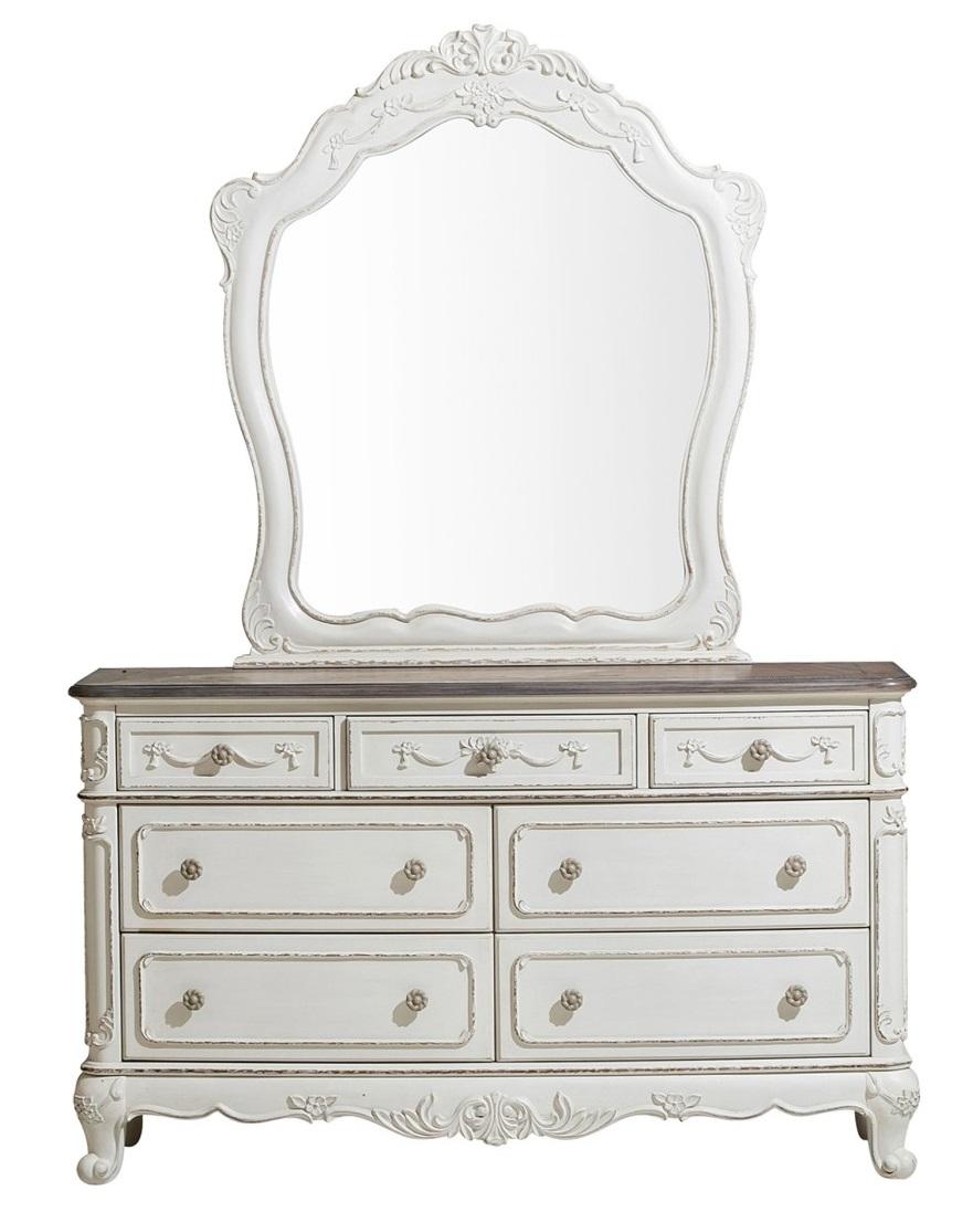 Homelegance Cinderella 7 Drawer Dresser in Antique White with Grey Rub-Through 1386NW-5 - Half Price Furniture