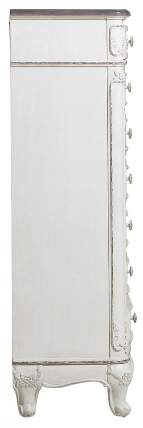 Homelegance Cinderella 7 Drawer Tall Chest Antique White with Grey Rub-Through 1386NW-12 - Half Price Furniture