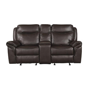 Homelegance Furniture Aram Double Glider Reclining Loveseat in Brown 8206BRW-2 Half Price Furniture