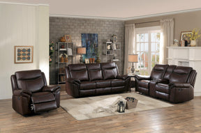 Homelegance Furniture Aram Double Glider Reclining Loveseat in Brown 8206BRW-2 - Half Price Furniture