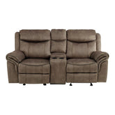 Homelegance Furniture Aram Double Glider Reclining Loveseat in Dark Brown 8206NF-2 Half Price Furniture