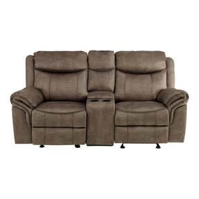 Homelegance Furniture Aram Double Glider Reclining Loveseat in Dark Brown 8206NF-2 Half Price Furniture