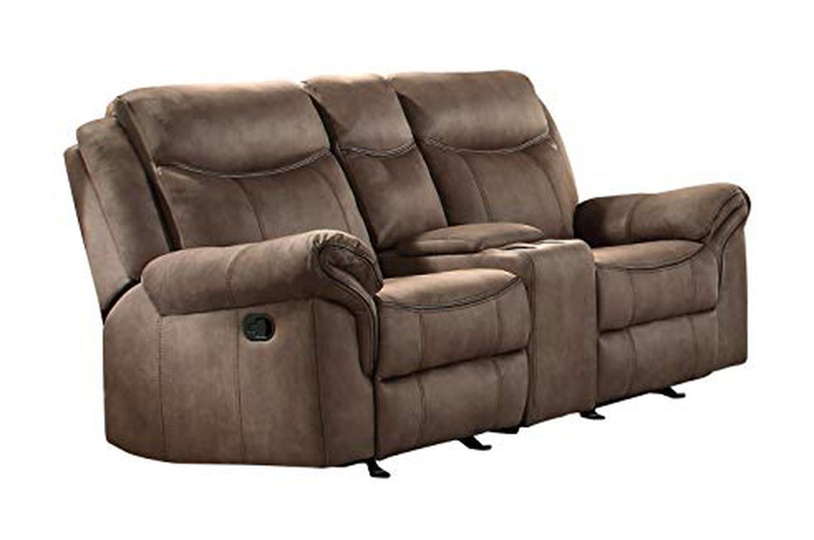 Homelegance Furniture Aram Double Glider Reclining Loveseat in Dark Brown 8206NF-2 - Half Price Furniture