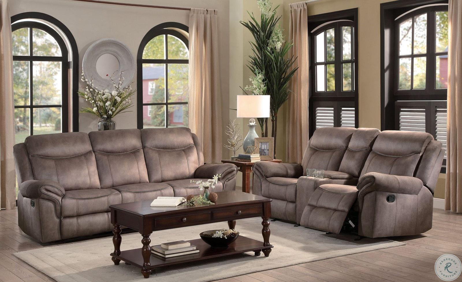 Homelegance Furniture Aram Double Glider Reclining Loveseat in Dark Brown 8206NF-2 - Half Price Furniture