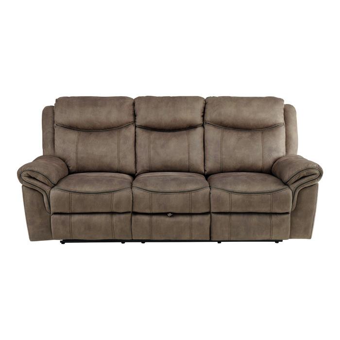 Homelegance Furniture Aram Double Glider Reclining Sofa in Dark Brown 8206NF-3 Half Price Furniture