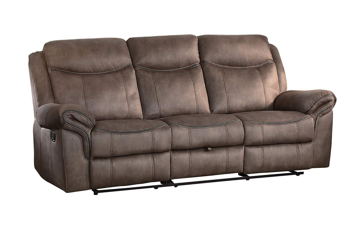 Homelegance Furniture Aram Double Glider Reclining Sofa in Dark Brown 8206NF-3 - Half Price Furniture