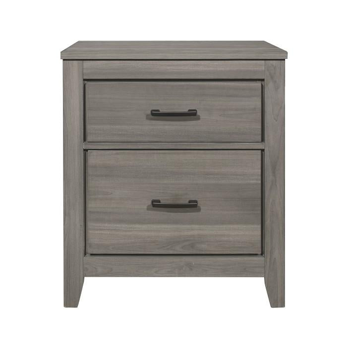 Homelegance Waldorf 2 Drawer Nightstand in Dark Gray 1902-4 Half Price Furniture