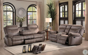 Homelegance Furniture Aram Double Glider Reclining Loveseat in Dark Brown 8206NF-2 - Half Price Furniture