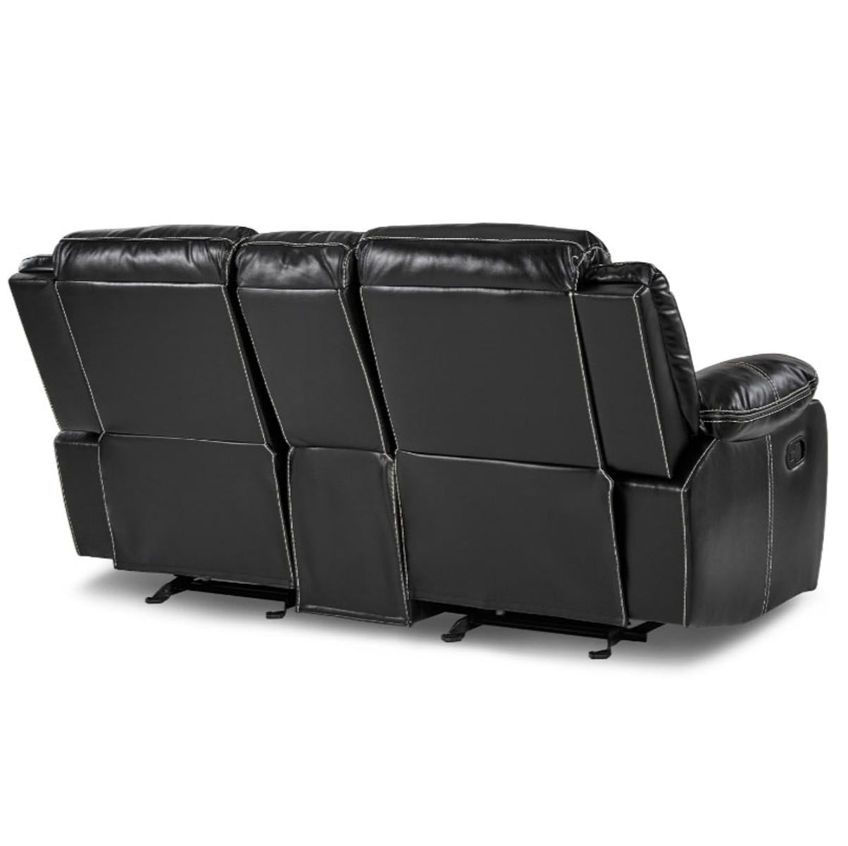 Homelegance Furniture Bastrop Double Glider Reclining Loveseat in Black 8230BLK-2 Half Price Furniture