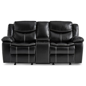 Homelegance Furniture Bastrop Double Glider Reclining Loveseat in Black 8230BLK-2 Half Price Furniture