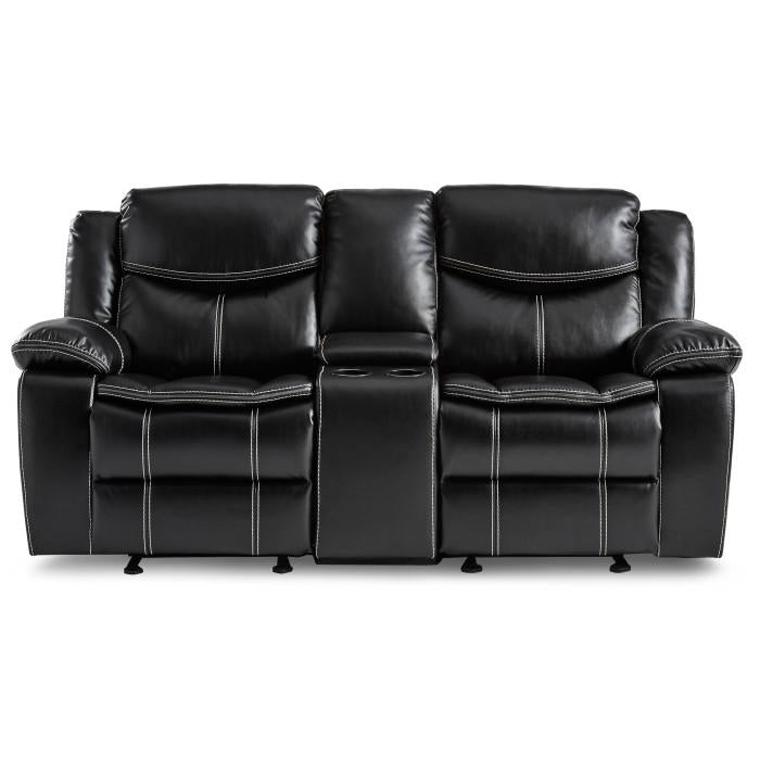 Homelegance Furniture Bastrop Double Glider Reclining Loveseat in Black 8230BLK-2 Half Price Furniture