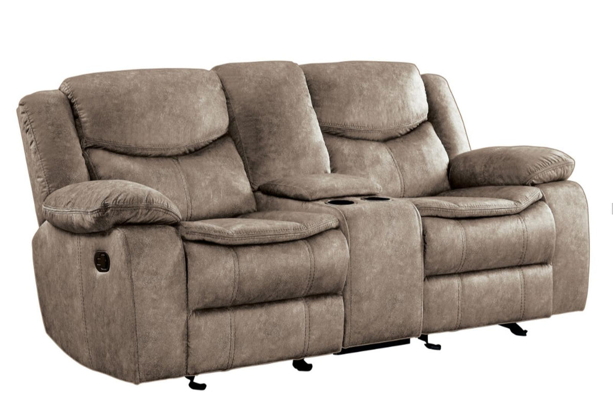 Homelegance Furniture Bastrop Double Glider Reclining Loveseat in Brown 8230FBR-2 Half Price Furniture