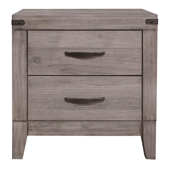 Homelegance Woodrow 2 Drawer Nightstand in Gray 2042-4 Half Price Furniture