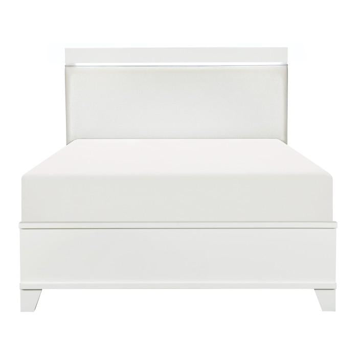 Homelegance Kerren Full Platform Bed in White 1678WF-1* Half Price Furniture