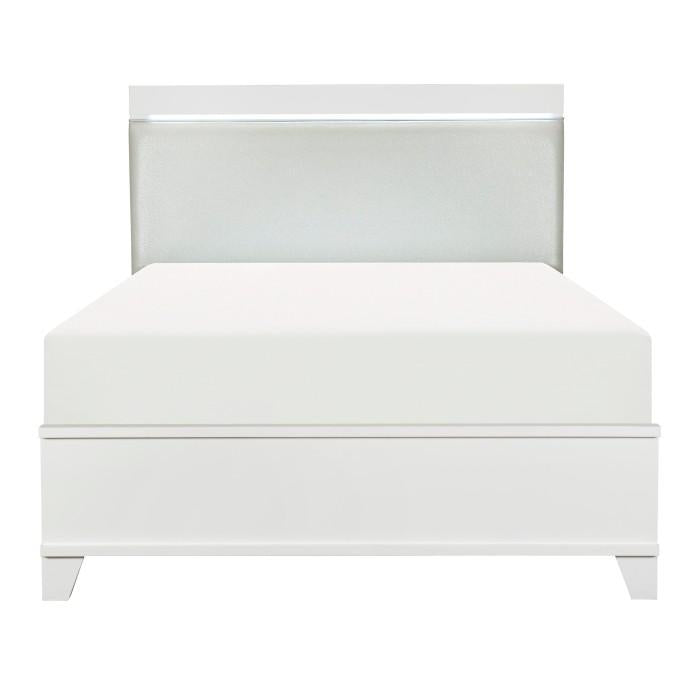 Homelegance Kerren King Platform Bed in White 1678WK-1EK* Half Price Furniture