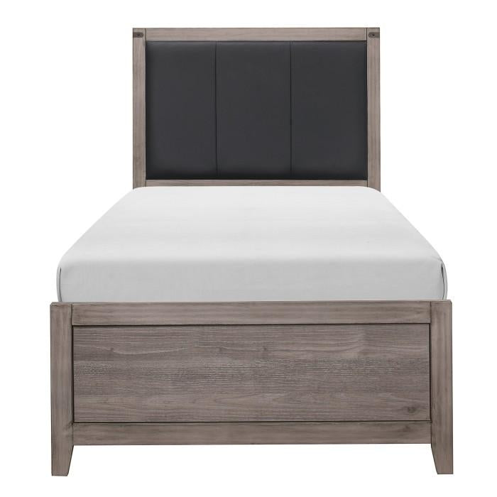 Homelegance Woodrow Twin Panel Bed in Gray 2042T-1* Half Price Furniture