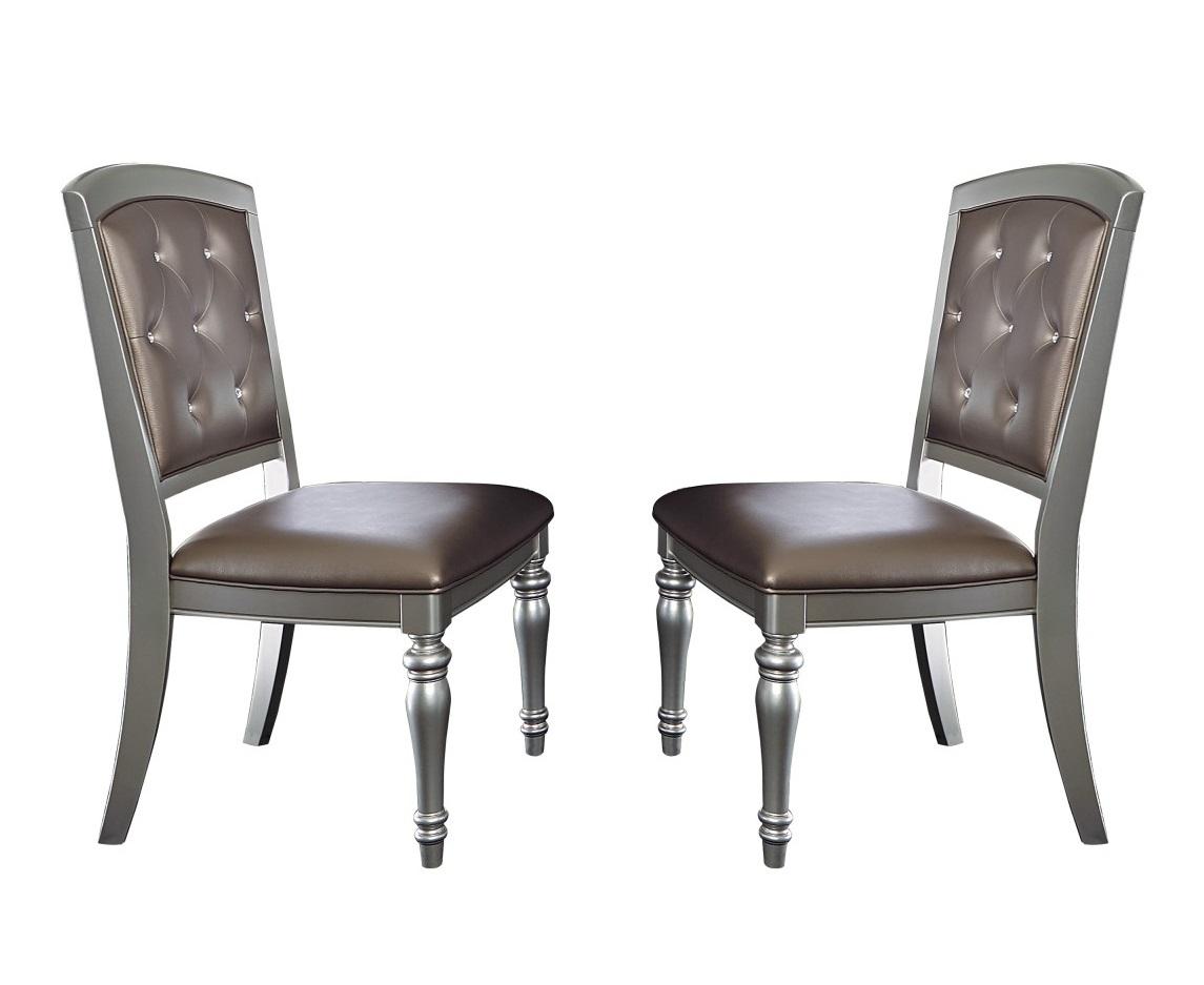 Homelegance Orsina Side Chair in Silver (Set of 2) - Half Price Furniture