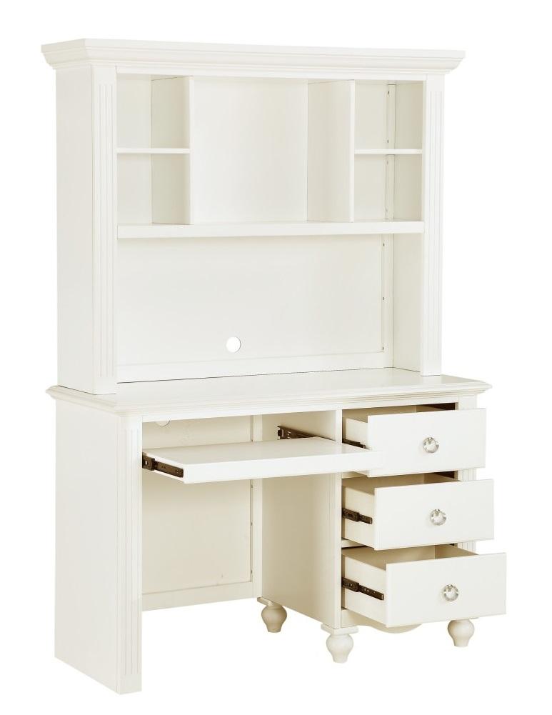 Homelegance Meghan Writing Hutch/ Desk Set in White 2058WH-14* - Half Price Furniture
