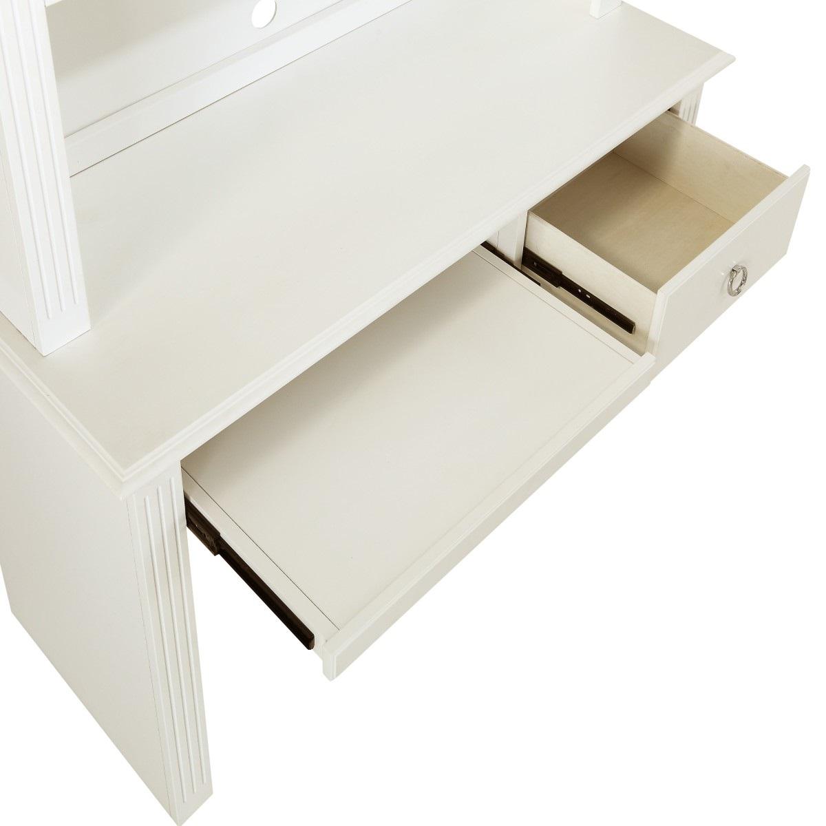 Homelegance Meghan Writing Hutch/ Desk Set in White 2058WH-14* - Half Price Furniture