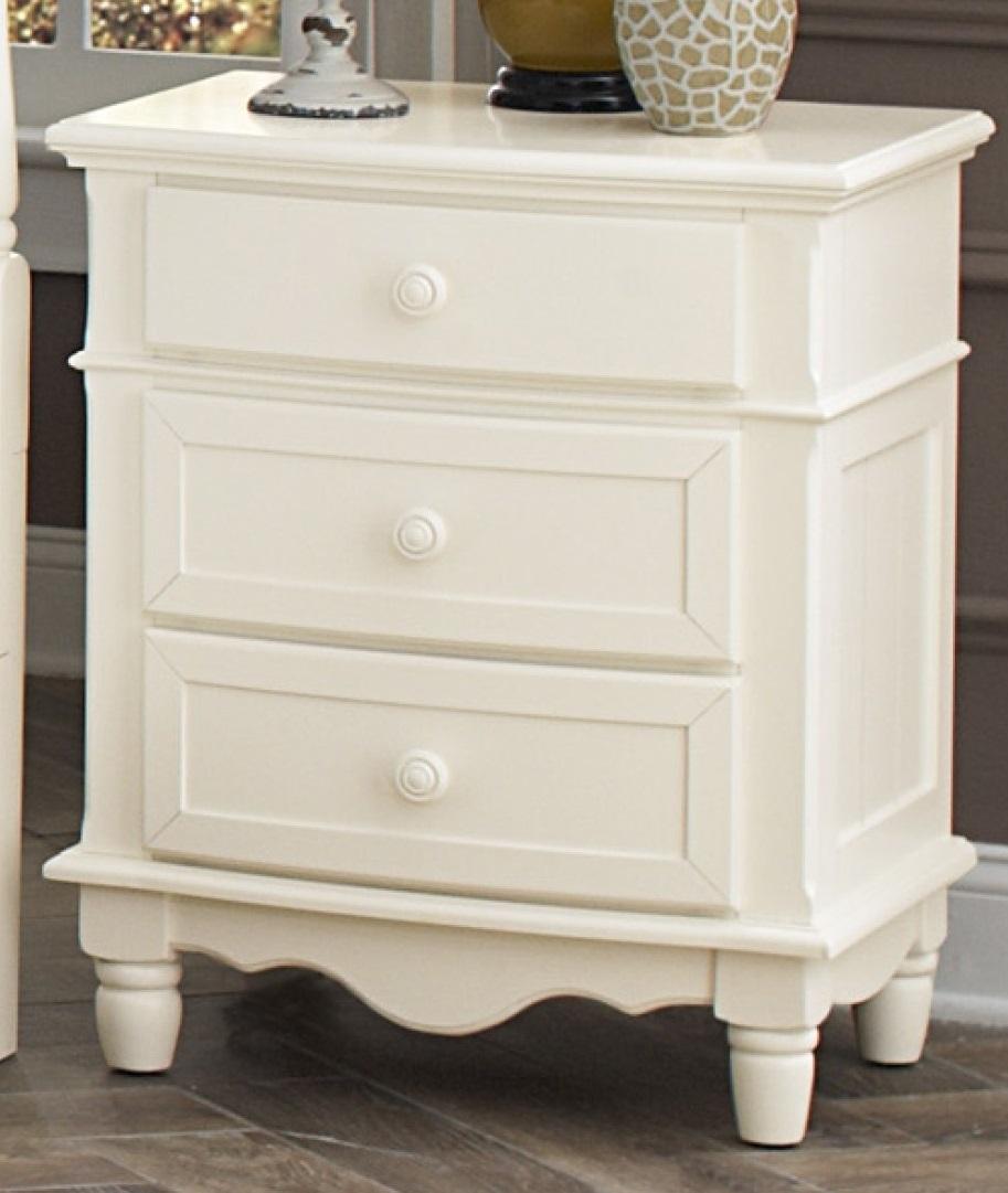 Homelegance Clementine 3 Drawer Night Stand in White B1799-4 - Half Price Furniture