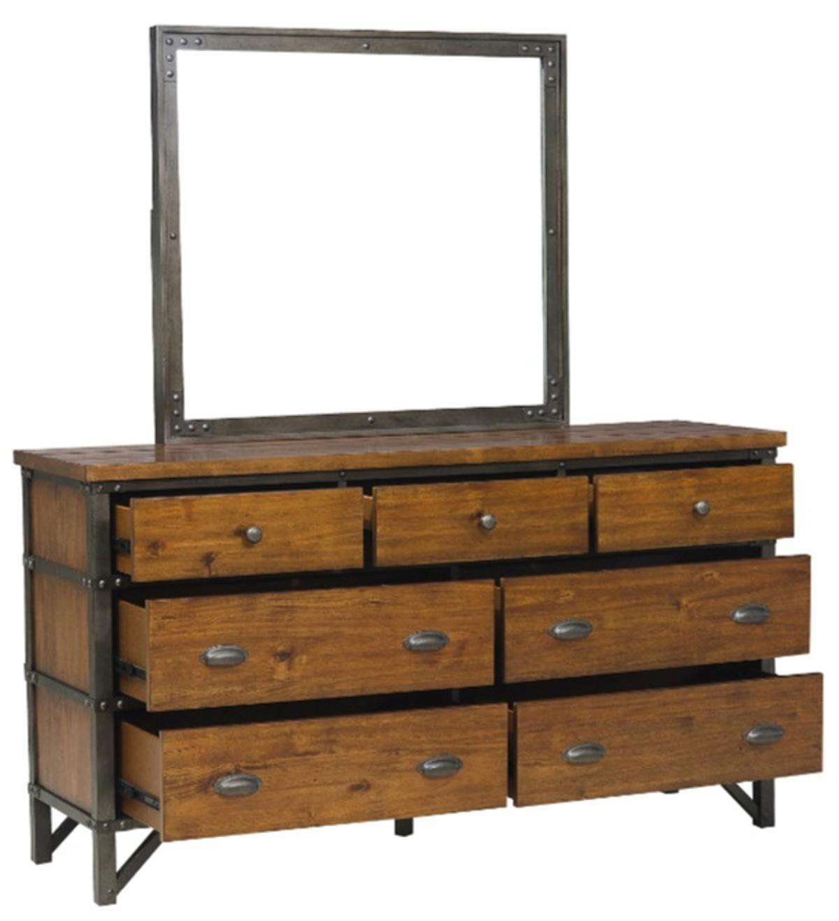 Homelegance Holverson Dresser in Rustic Brown & Gunmetal 1715-5 - Half Price Furniture