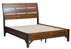 Homelegance Holverson King Platform Bed in Rustic Brown & Gunmetal 1715K-1EK* - Half Price Furniture